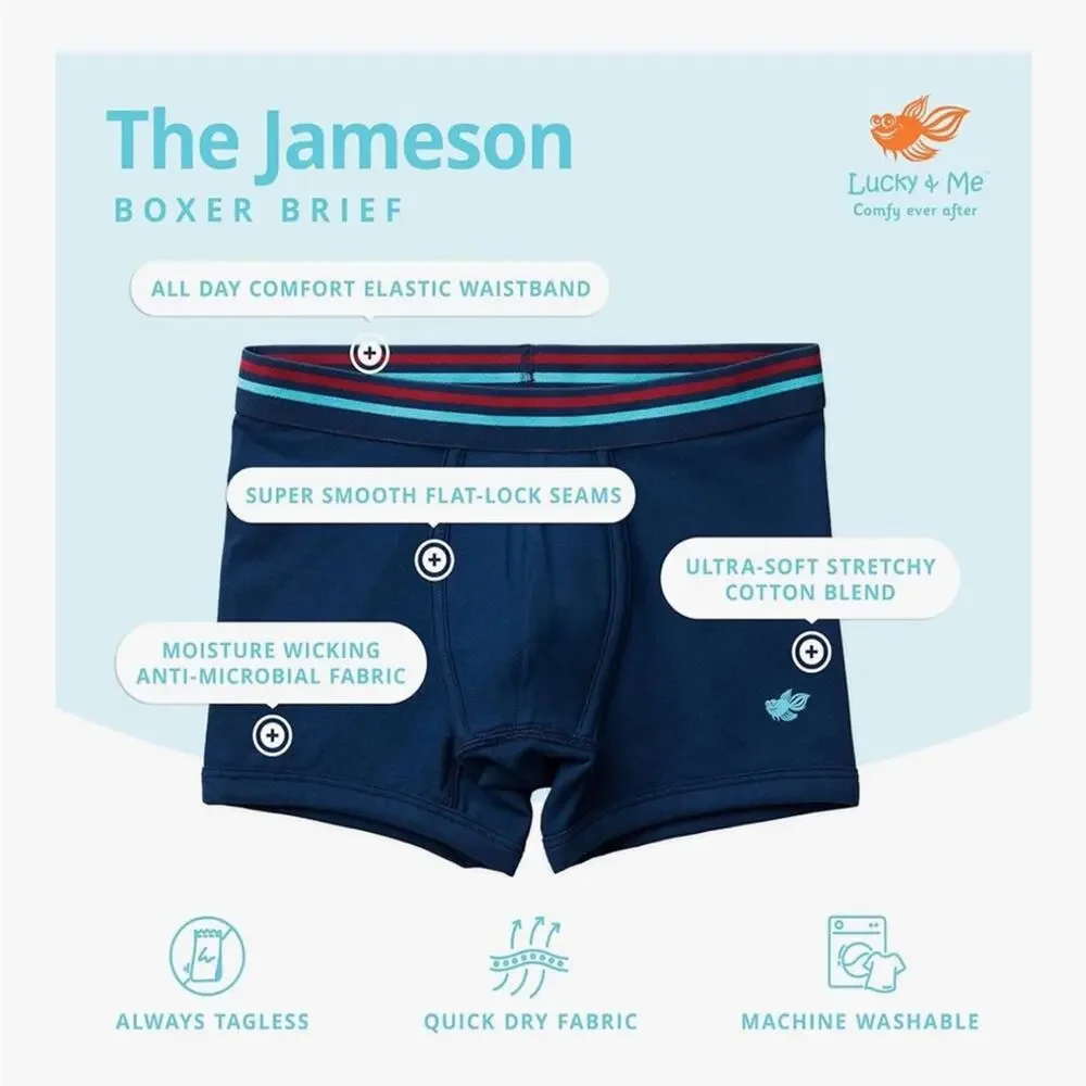 NWT Jameson Boys Boxer Briefs 5-Pack Blue, Gray, Red Ultra Soft Cotton
